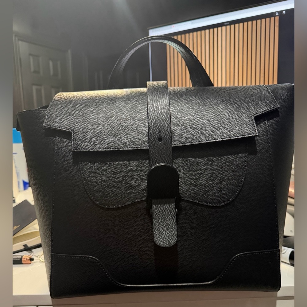 Senreve Large Maestra | Black Italian Leather | Fits 15" Laptop